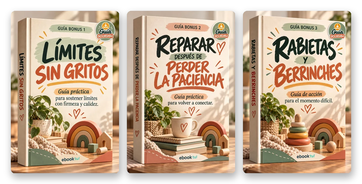 Las 3 guías de regalo: Límites sin gritos, Reparar después de perder la paciencia, Rabietas y berrinches